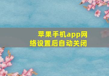 苹果手机app网络设置后自动关闭