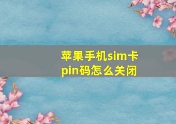 苹果手机sim卡pin码怎么关闭