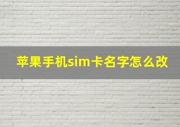 苹果手机sim卡名字怎么改