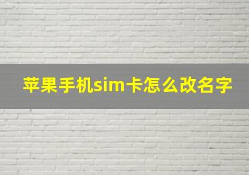 苹果手机sim卡怎么改名字