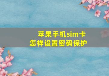 苹果手机sim卡怎样设置密码保护