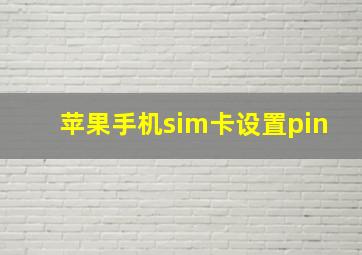 苹果手机sim卡设置pin