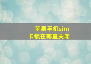 苹果手机sim卡锁在哪里关闭