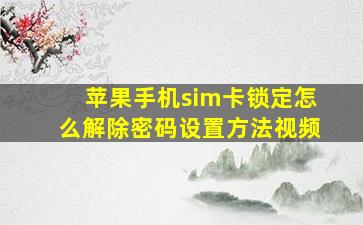 苹果手机sim卡锁定怎么解除密码设置方法视频