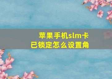 苹果手机slm卡已锁定怎么设置角