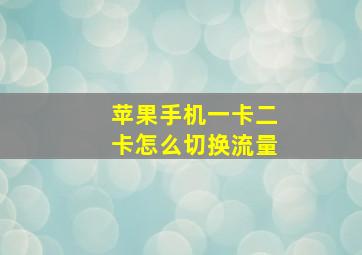 苹果手机一卡二卡怎么切换流量