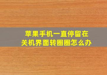 苹果手机一直停留在关机界面转圈圈怎么办