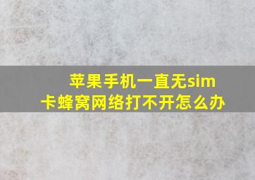 苹果手机一直无sim卡蜂窝网络打不开怎么办