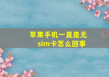 苹果手机一直是无sim卡怎么回事