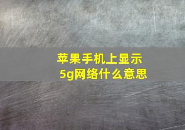 苹果手机上显示5g网络什么意思