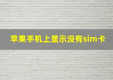 苹果手机上显示没有sim卡