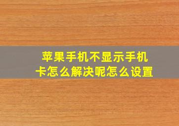 苹果手机不显示手机卡怎么解决呢怎么设置