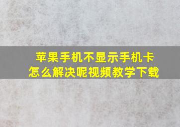 苹果手机不显示手机卡怎么解决呢视频教学下载