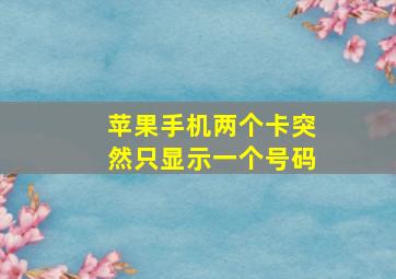 苹果手机两个卡突然只显示一个号码