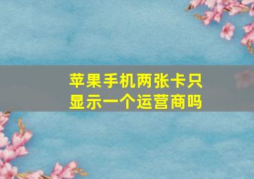 苹果手机两张卡只显示一个运营商吗