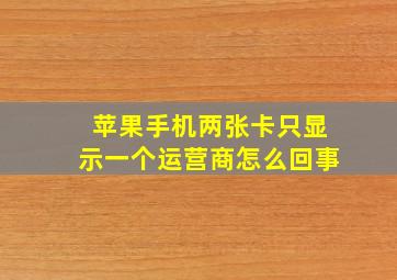 苹果手机两张卡只显示一个运营商怎么回事