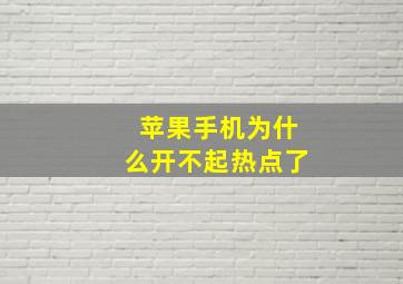 苹果手机为什么开不起热点了