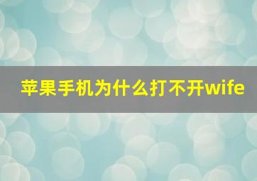 苹果手机为什么打不开wife