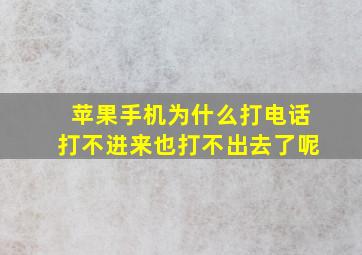 苹果手机为什么打电话打不进来也打不出去了呢