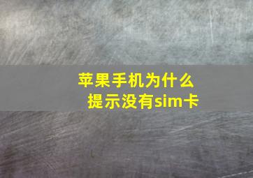 苹果手机为什么提示没有sim卡