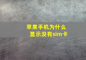 苹果手机为什么显示没有sim卡