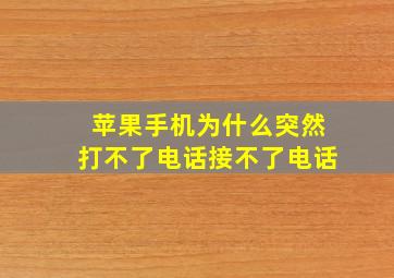 苹果手机为什么突然打不了电话接不了电话