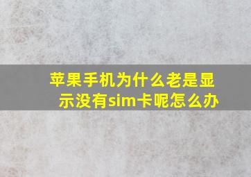 苹果手机为什么老是显示没有sim卡呢怎么办