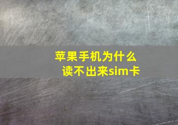 苹果手机为什么读不出来sim卡