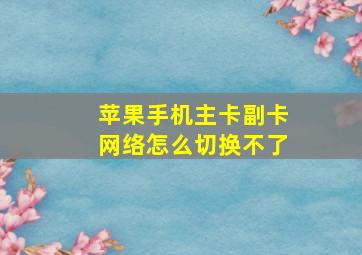 苹果手机主卡副卡网络怎么切换不了