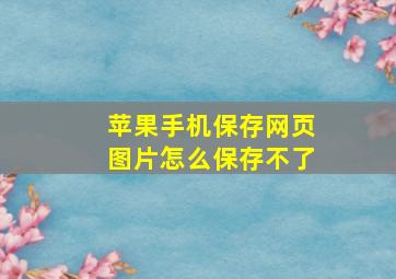 苹果手机保存网页图片怎么保存不了