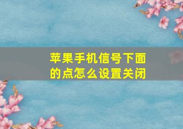 苹果手机信号下面的点怎么设置关闭