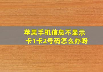 苹果手机信息不显示卡1卡2号码怎么办呀