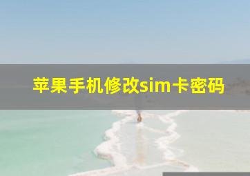 苹果手机修改sim卡密码