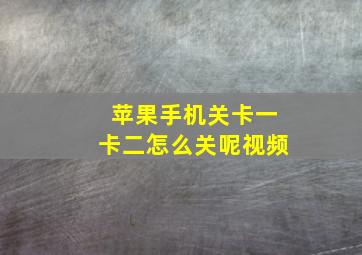 苹果手机关卡一卡二怎么关呢视频