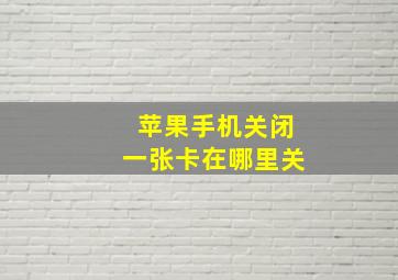 苹果手机关闭一张卡在哪里关