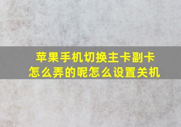 苹果手机切换主卡副卡怎么弄的呢怎么设置关机