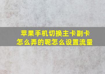 苹果手机切换主卡副卡怎么弄的呢怎么设置流量