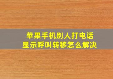 苹果手机别人打电话显示呼叫转移怎么解决