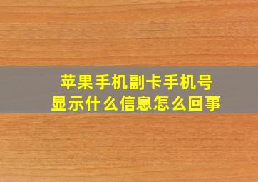 苹果手机副卡手机号显示什么信息怎么回事