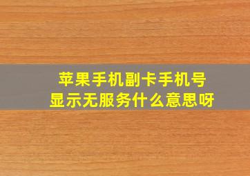 苹果手机副卡手机号显示无服务什么意思呀