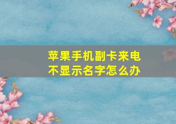 苹果手机副卡来电不显示名字怎么办