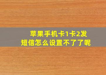 苹果手机卡1卡2发短信怎么设置不了了呢