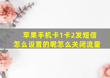 苹果手机卡1卡2发短信怎么设置的呢怎么关闭流量