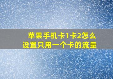 苹果手机卡1卡2怎么设置只用一个卡的流量