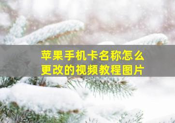 苹果手机卡名称怎么更改的视频教程图片