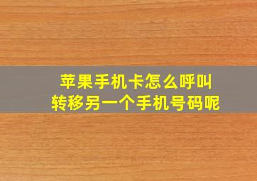 苹果手机卡怎么呼叫转移另一个手机号码呢