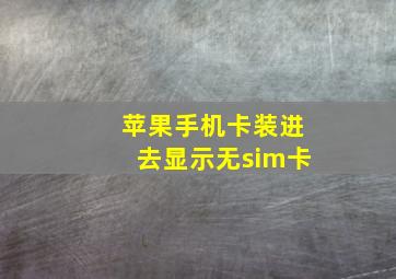 苹果手机卡装进去显示无sim卡