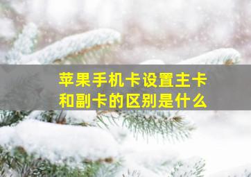 苹果手机卡设置主卡和副卡的区别是什么