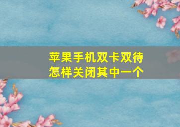 苹果手机双卡双待怎样关闭其中一个