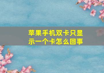 苹果手机双卡只显示一个卡怎么回事